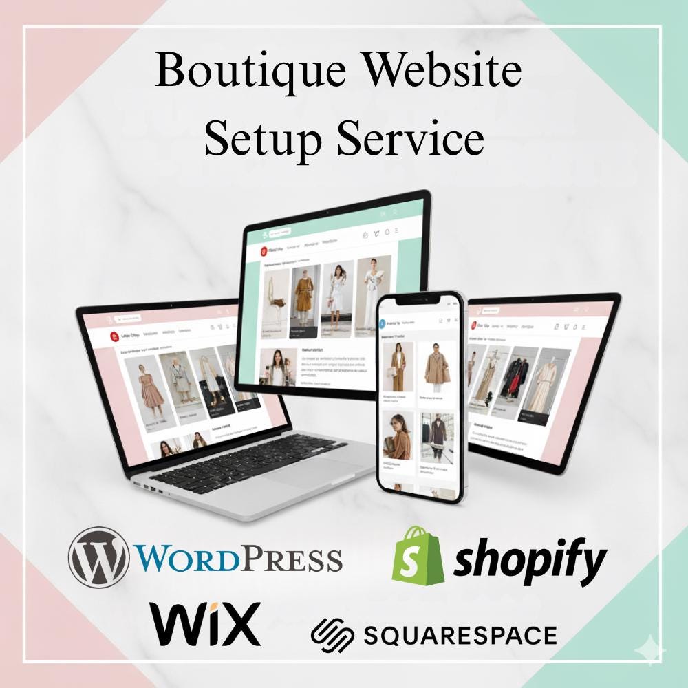 Professional Boutique Website Setup Service | Sales-Ready Store | Shopify, Squarespace, Wix, Wordpress