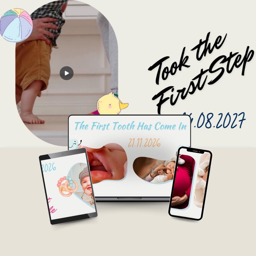 Pregnancy & Newborn Story Website Template: Digital Memory Book (CANVA)