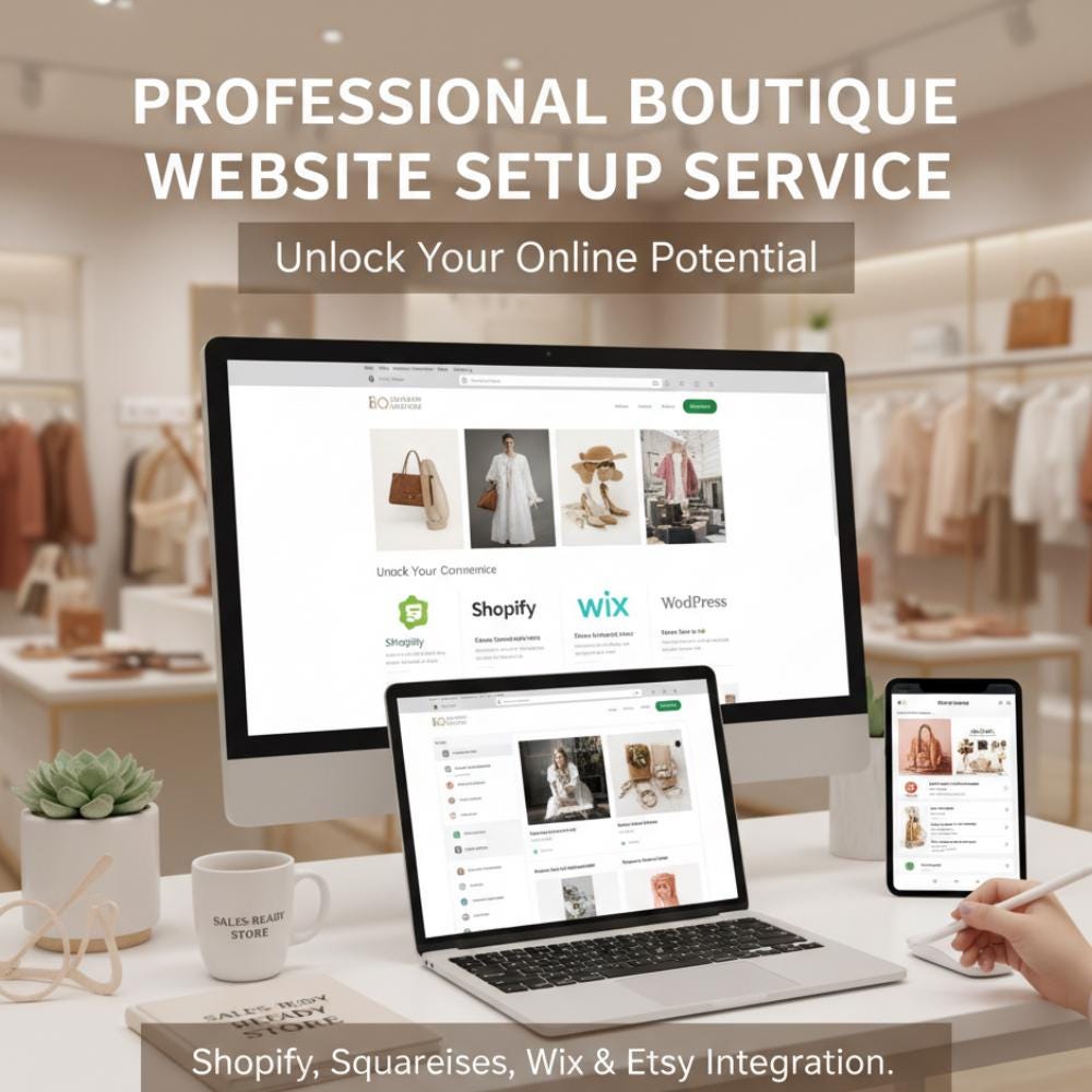Professional Boutique Website Setup Service | Sales-Ready Store | Shopify, Squarespace, Wix, Wordpress