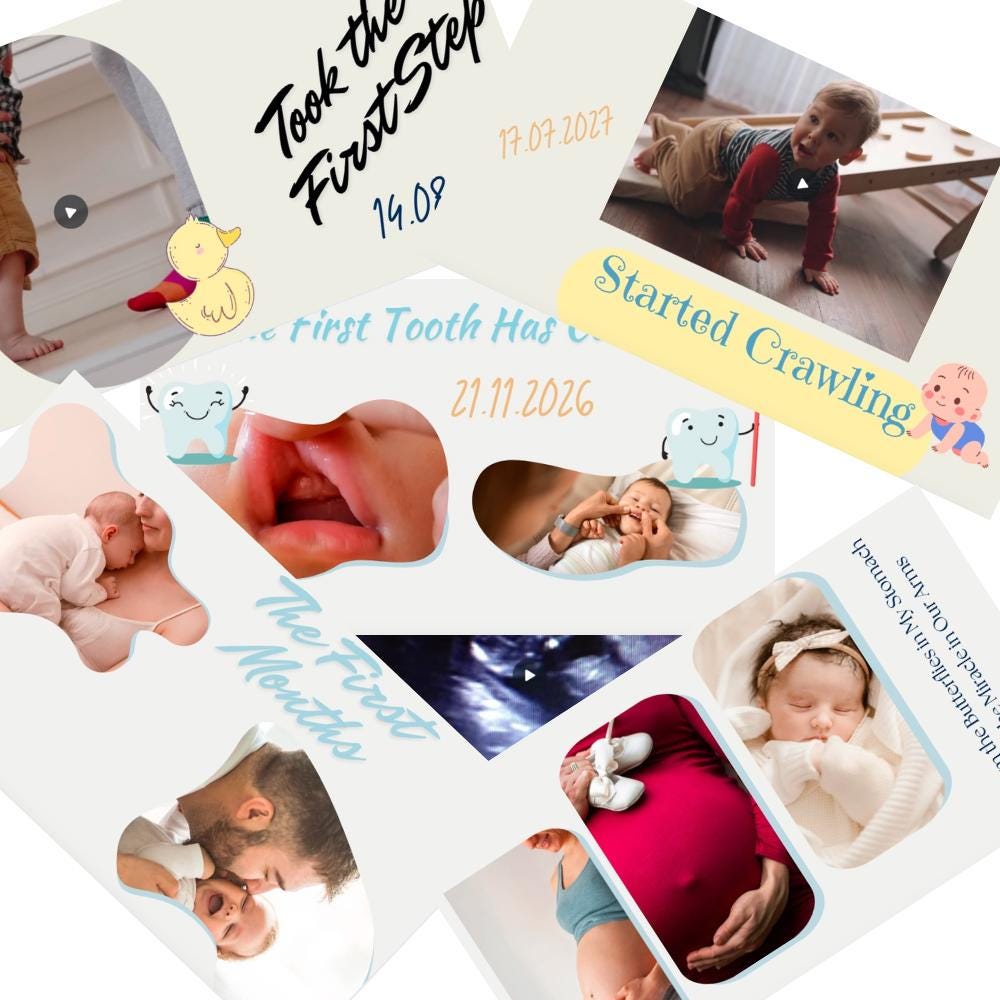 Pregnancy & Newborn Story Website Template: Digital Memory Book (CANVA)